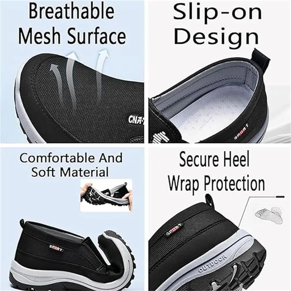Auguscare Shoes Men, Mesh Breathable Walking Shoes Non Slip Outdoor, Orthopedic Travel Plimsolls Slip-On Loafers