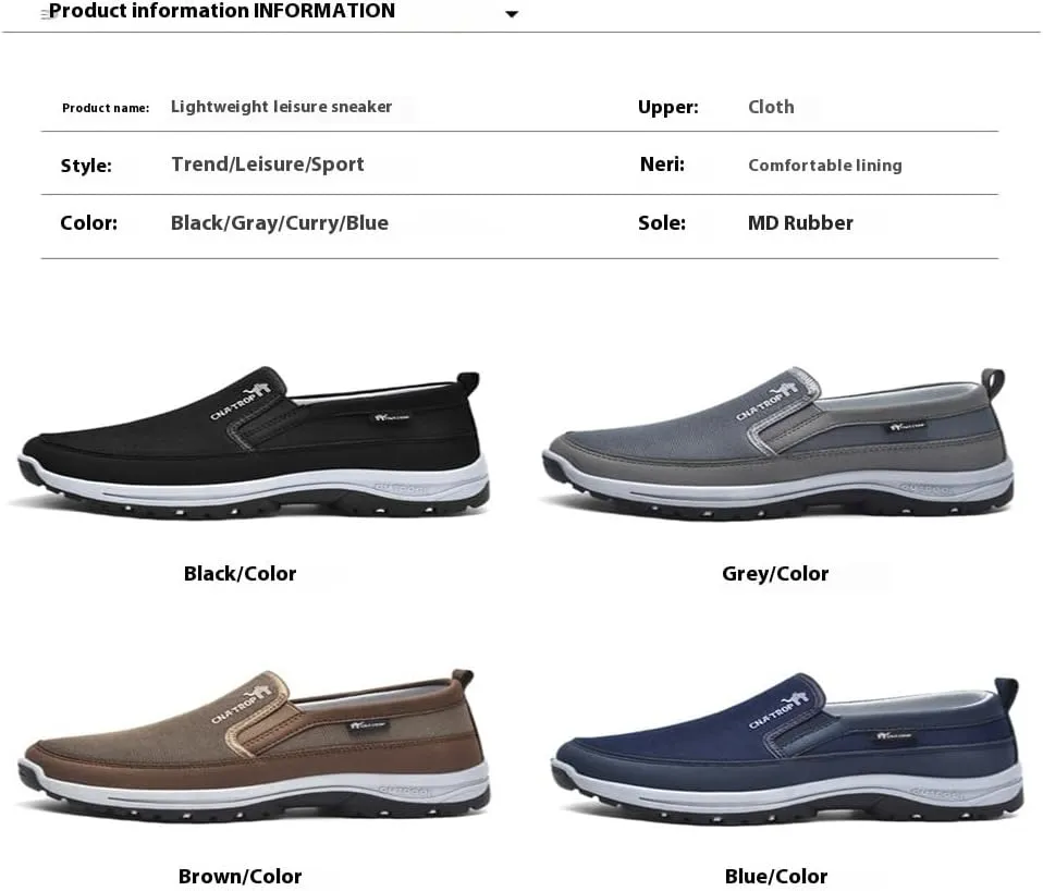 Auguscare Shoes Men, Mesh Breathable Walking Shoes Non Slip Outdoor, Orthopedic Travel Plimsolls Slip-On Loafers