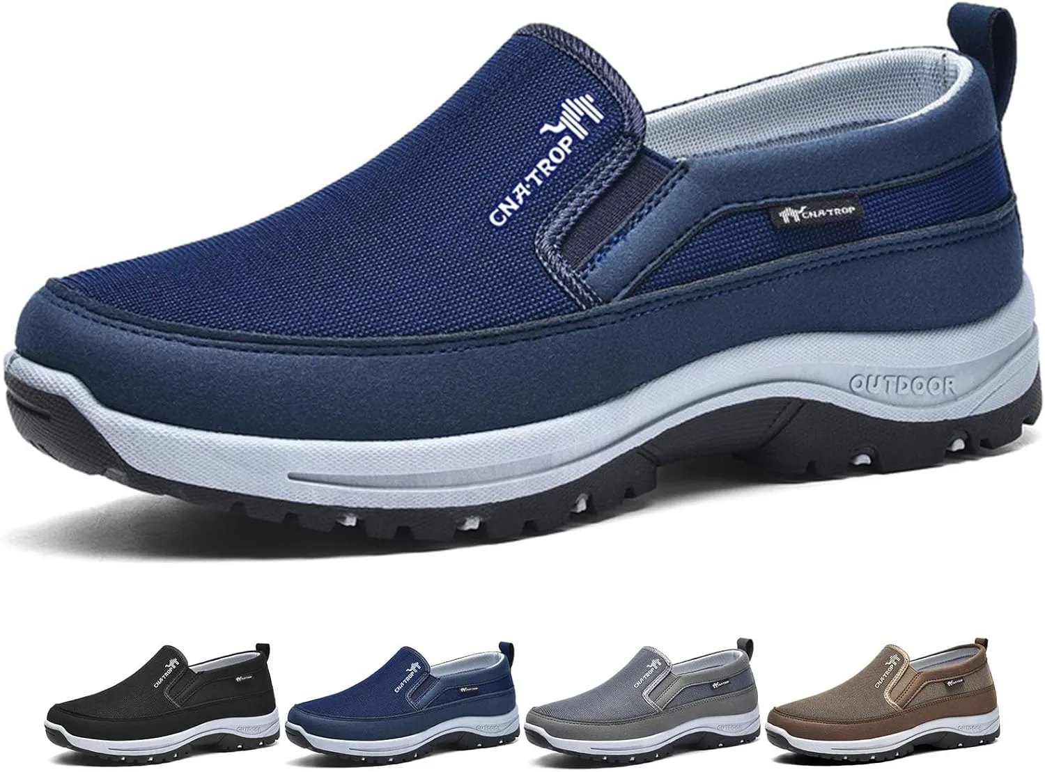 Auguscare Shoes Men, Mesh Breathable Walking Shoes Non Slip Outdoor, Orthopedic Travel Plimsolls Slip-On Loafers
