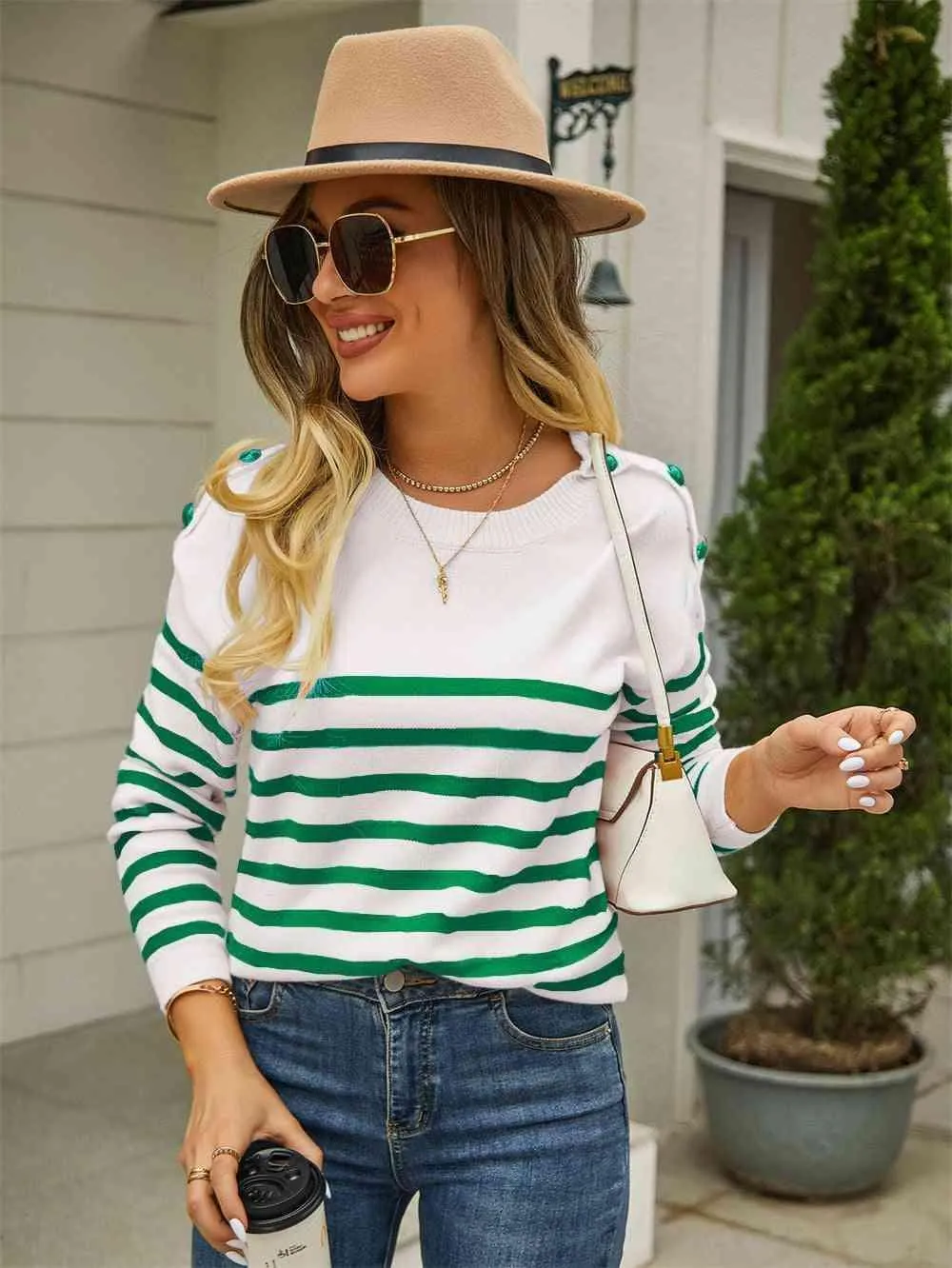 Autumn Fresh Striped Pullover Sweater