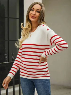 Autumn Fresh Striped Pullover Sweater