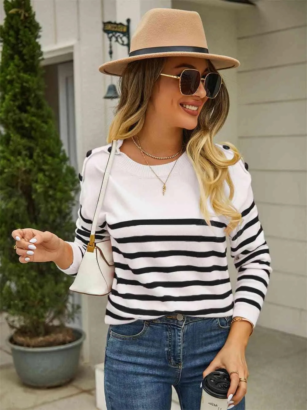 Autumn Fresh Striped Pullover Sweater