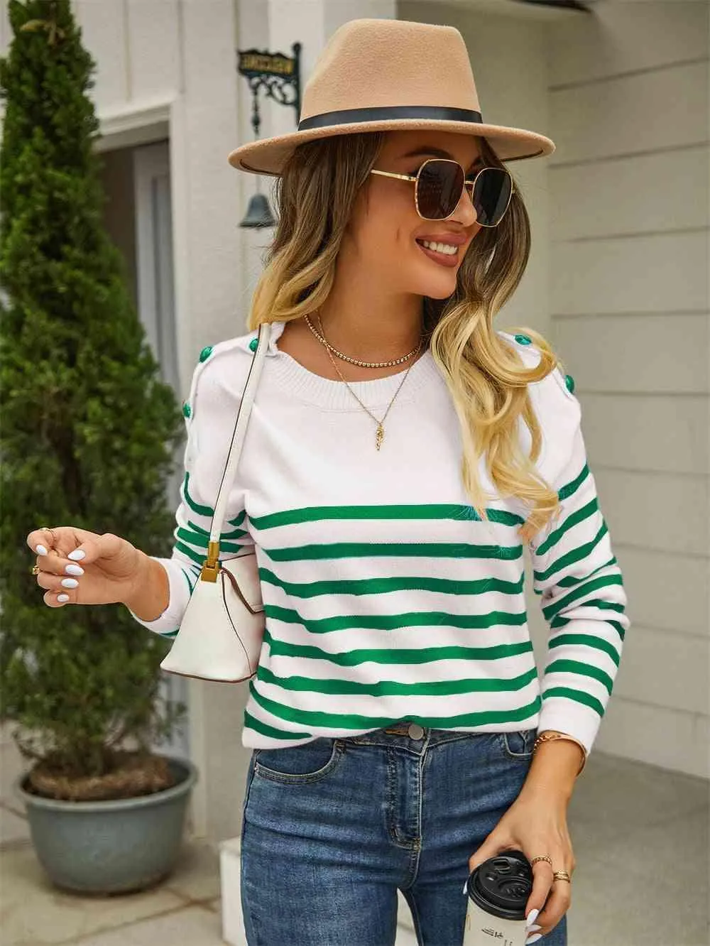 Autumn Fresh Striped Pullover Sweater