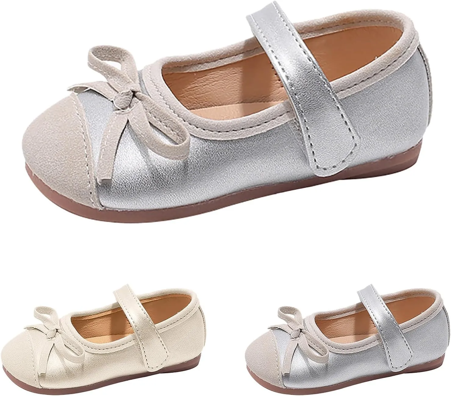 Baby Girls Mary Jane Dress Shoes Sparkle Bow Ballerina Flats for Wedding Party Toddler Birthday Christmas Walking