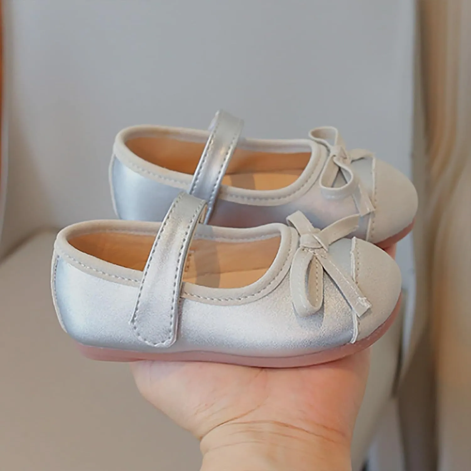 Baby Girls Mary Jane Dress Shoes Sparkle Bow Ballerina Flats for Wedding Party Toddler Birthday Christmas Walking