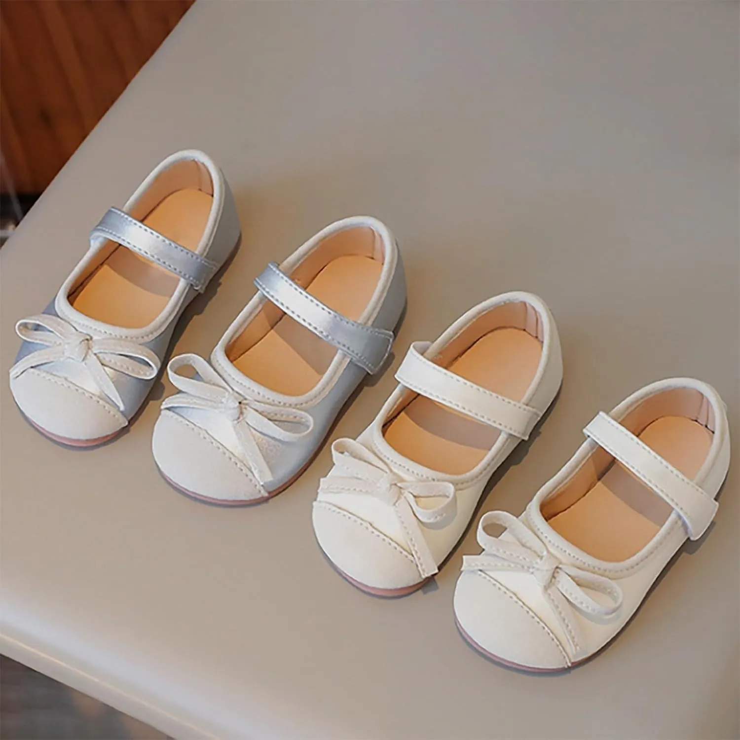 Baby Girls Mary Jane Dress Shoes Sparkle Bow Ballerina Flats for Wedding Party Toddler Birthday Christmas Walking