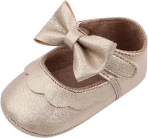Baby Girls Mary Jane Flats Sparkly Bowknot Dress Shoes Non-Slip Flower Bridesmaids for Toddler