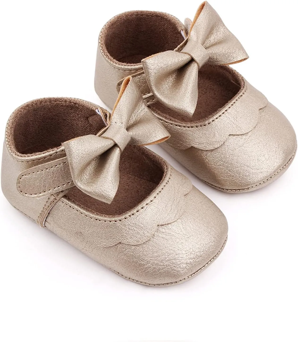 Baby Girls Mary Jane Flats Sparkly Bowknot Dress Shoes Non-Slip Flower Bridesmaids for Toddler