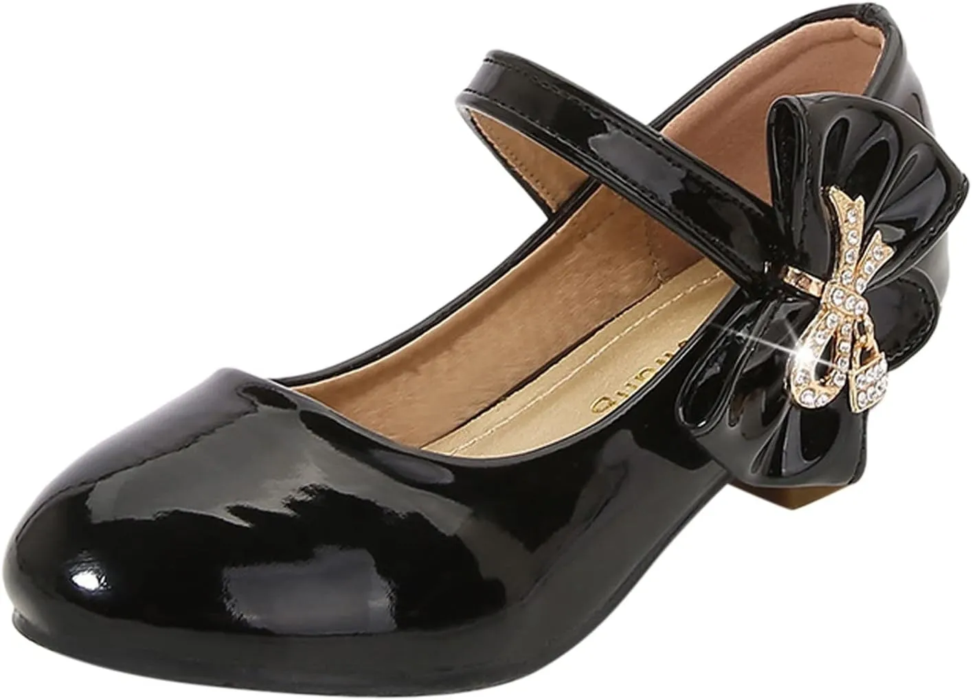 Baby Girls Patent Leather Dress Shoes Low Heels Toddler Mary Jane Shoes Flower Kid Shoes for School Party Wedding