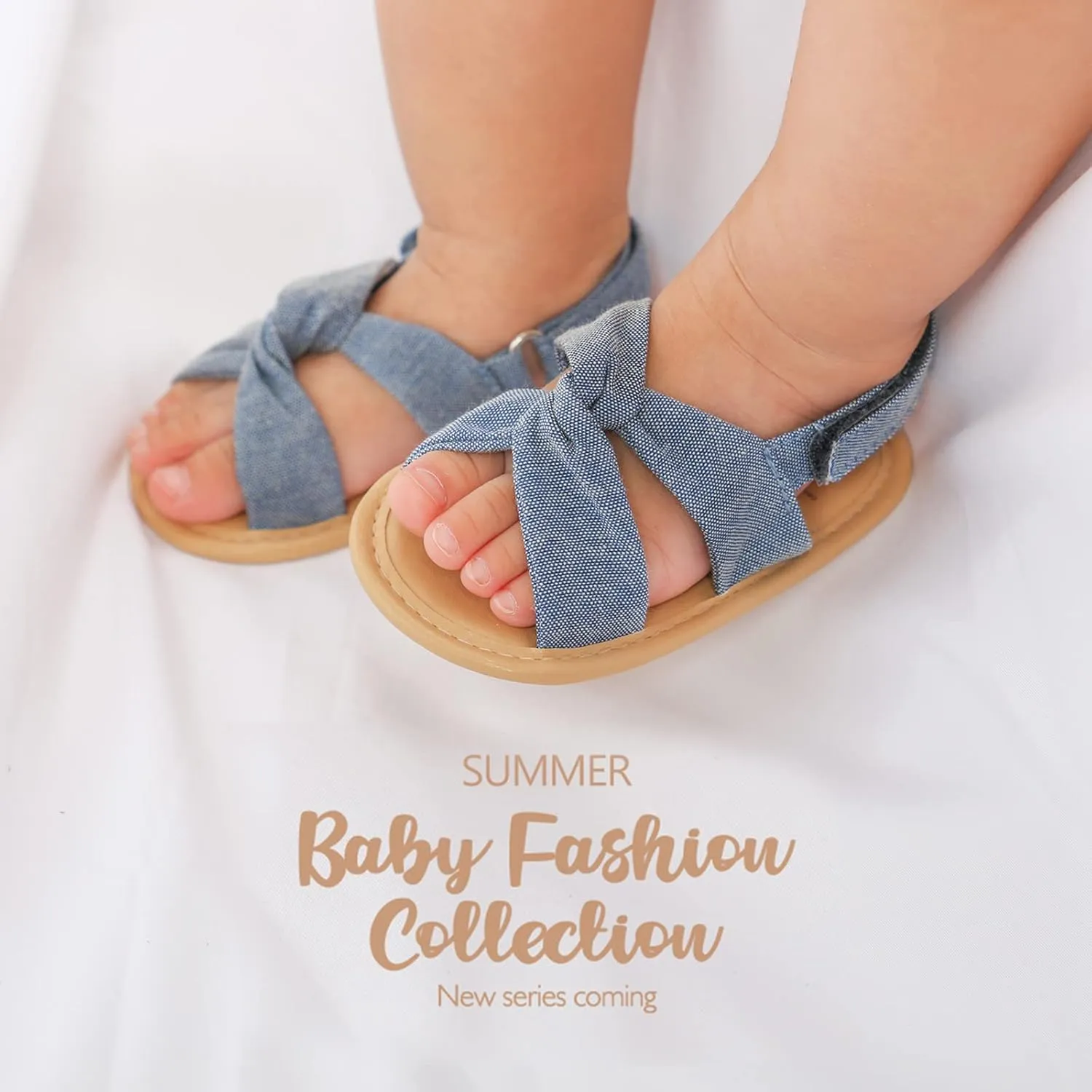 Baby Girls Summer Sandals Open Toe Lightweight Soft Sole Infant Wedding Dress Flat Shoes for First Walking Toddler