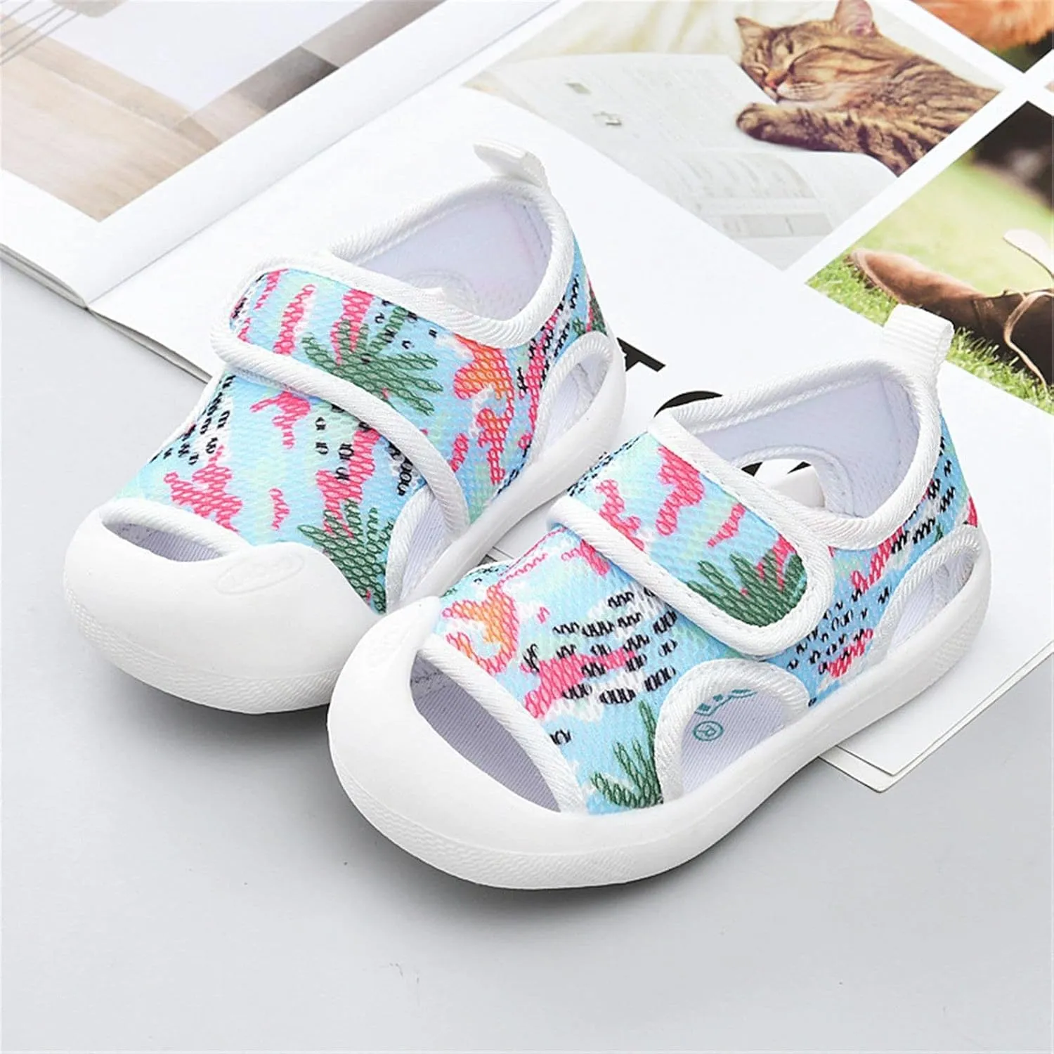 Baby Summer Sandals Breathable Mesh Rubber Sole Non-Slip Outdoor Walking Shoes Non-Slip Sneakers for Boys Girls