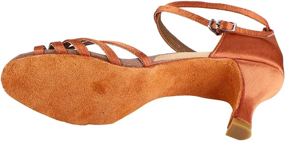 Ballroom Shoes, Soft Satin Latin Shoes, Women Ballroom Dancing Shoes, Social Beginner Practice Performance Shoes, Folklorico Dance Shoes with Wear Resistant for