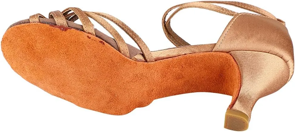 Ballroom Shoes, Soft Satin Latin Shoes, Women Ballroom Dancing Shoes, Social Beginner Practice Performance Shoes, Folklorico Dance Shoes with Wear Resistant for