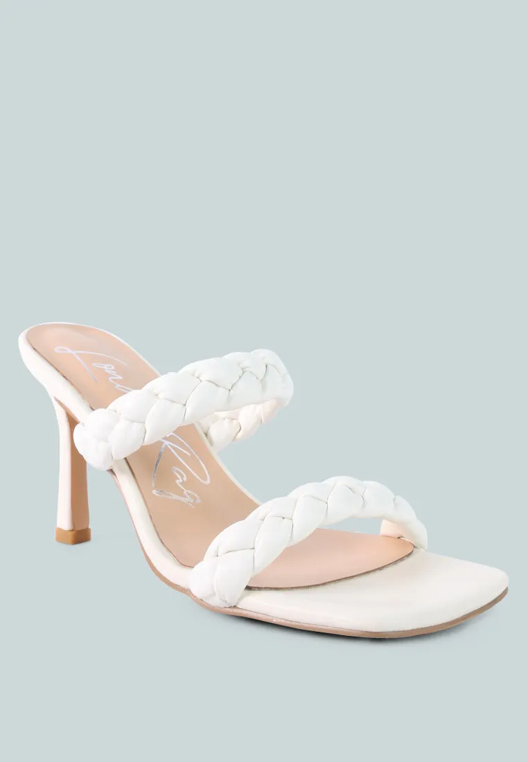 Beladona Double Braided Strap Mid Heel Sandals by London Rag
