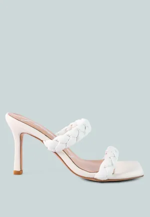 Beladona Double Braided Strap Mid Heel Sandals by London Rag
