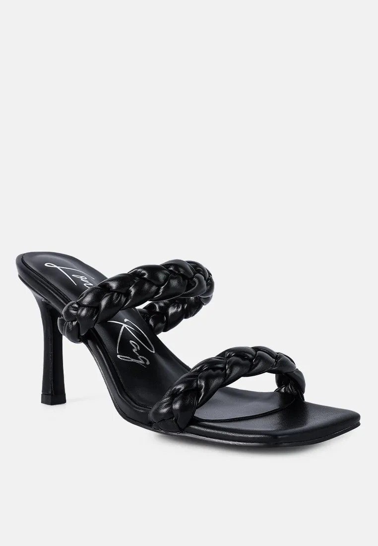 Beladona Double Braided Strap Mid Heel Sandals by London Rag