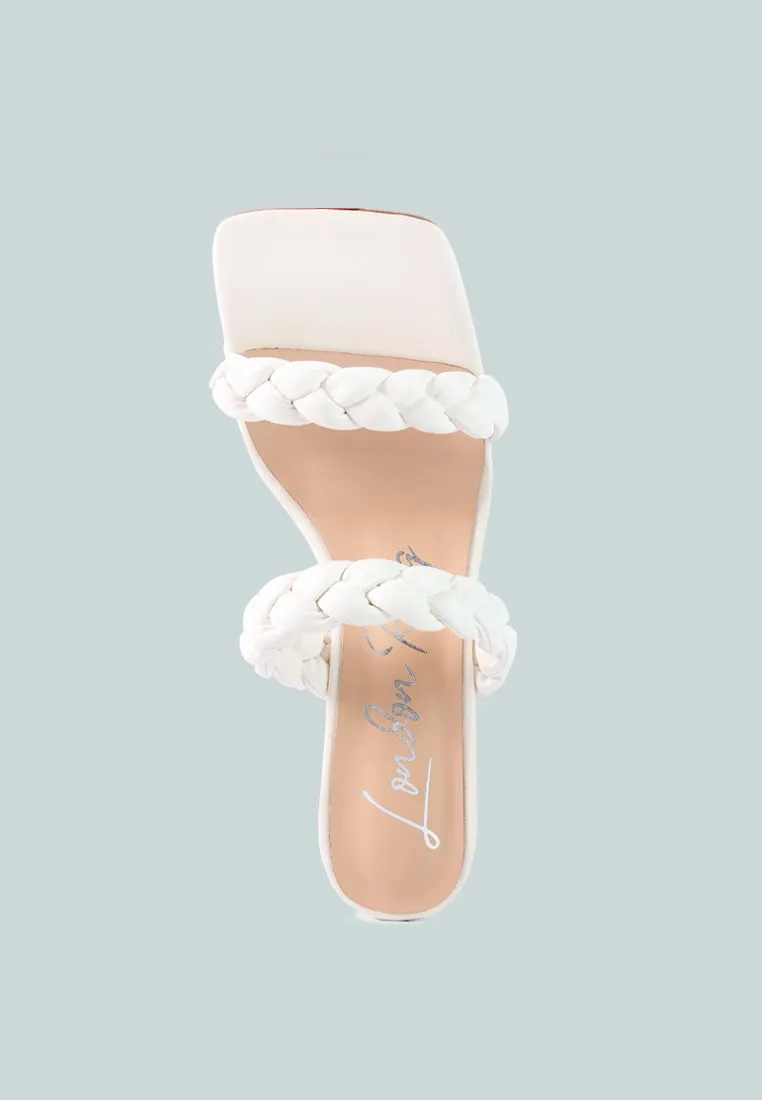 Beladona Double Braided Strap Mid Heel Sandals by London Rag