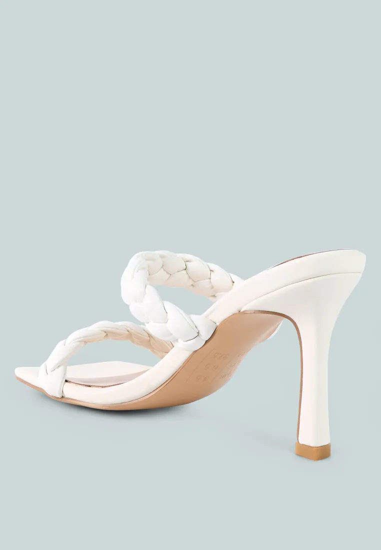 Beladona Double Braided Strap Mid Heel Sandals by London Rag