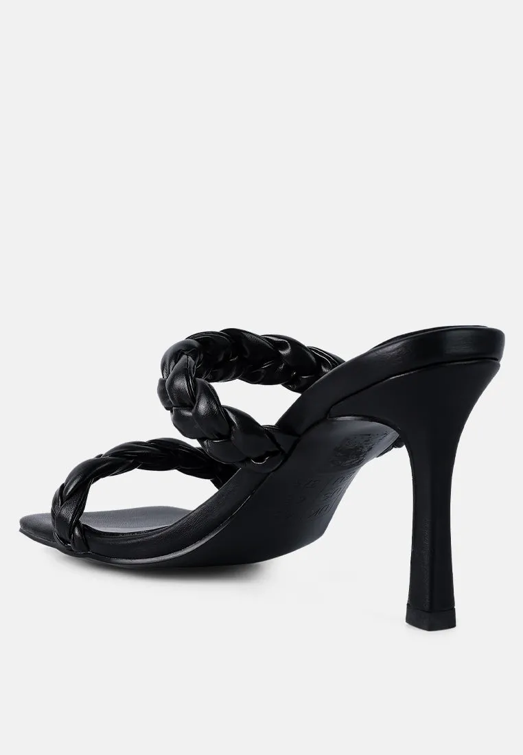 Beladona Double Braided Strap Mid Heel Sandals by London Rag