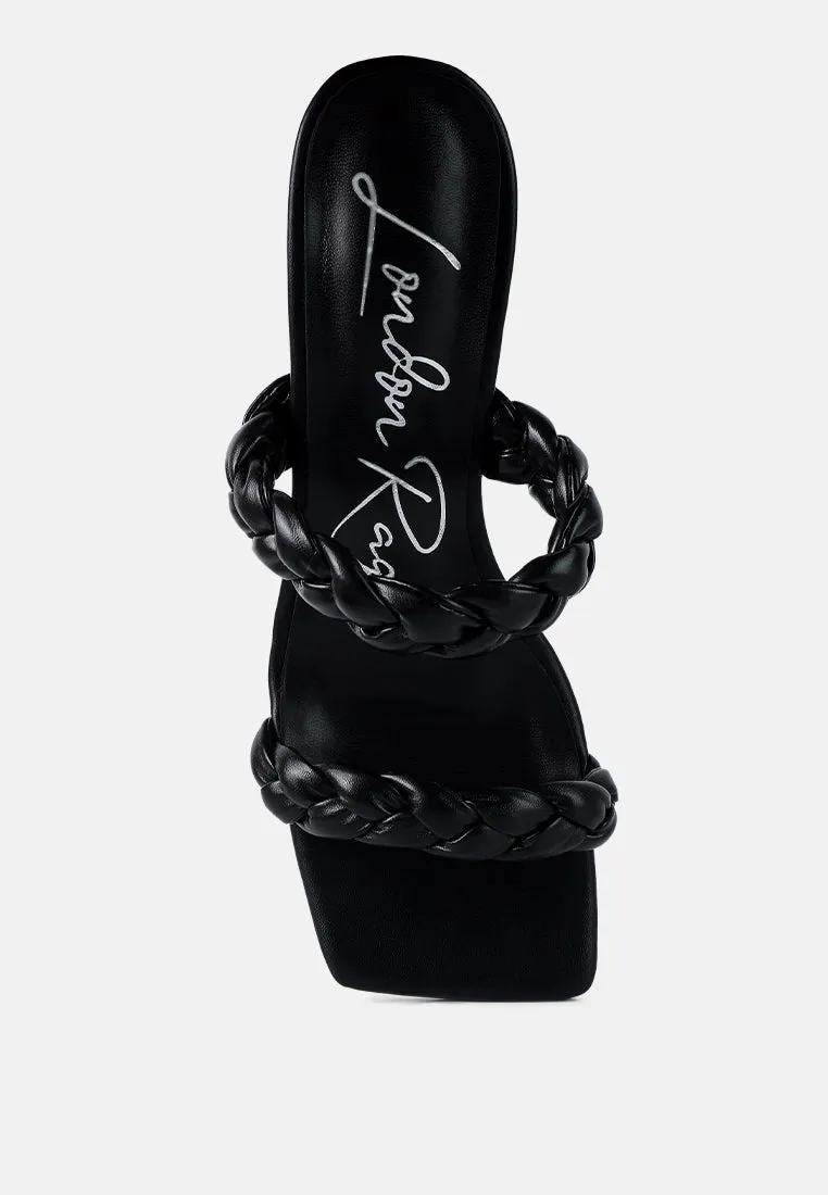 Beladona Double Braided Strap Mid Heel Sandals by London Rag