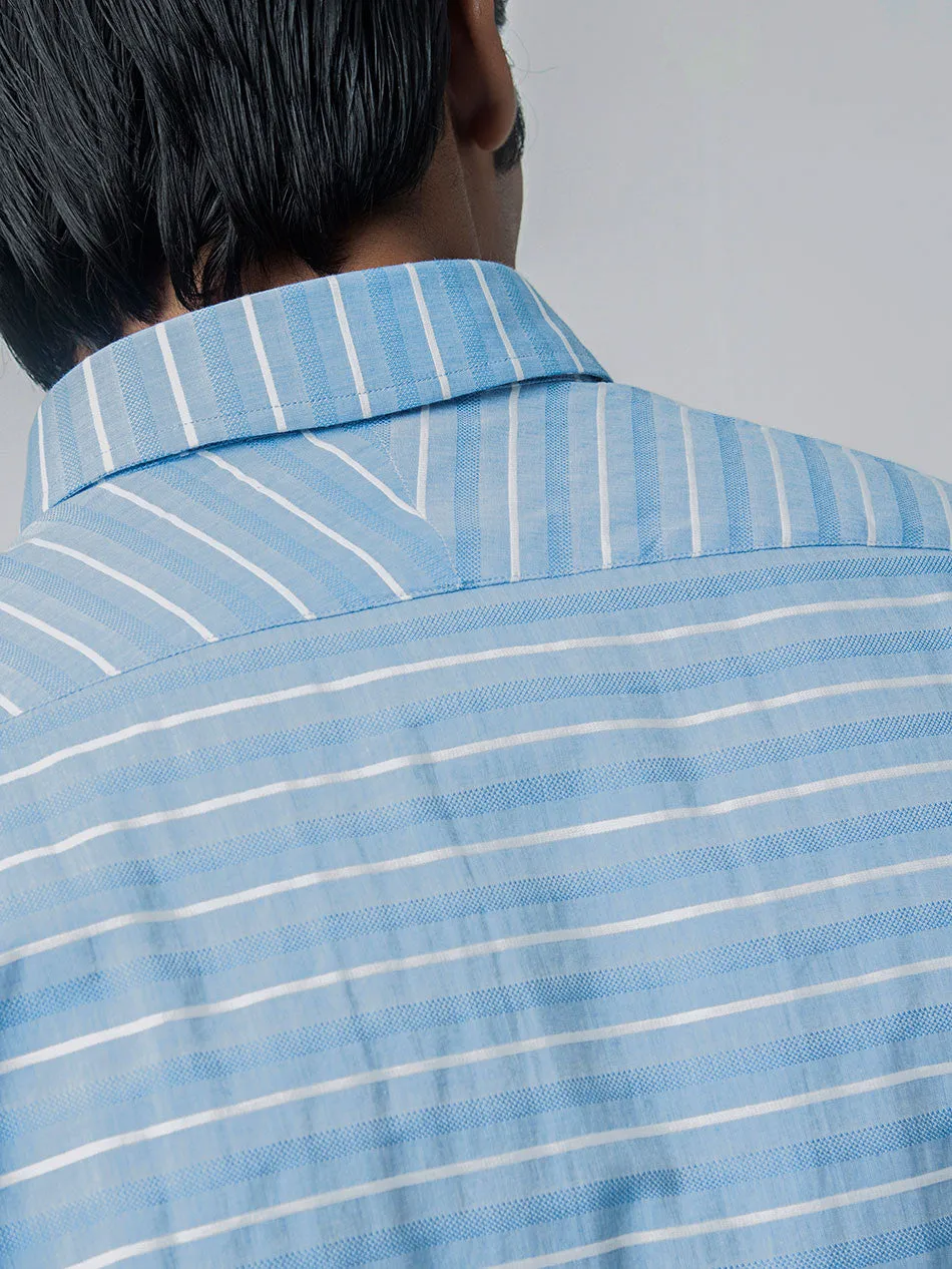 BLUE DOBBY BUTTON DOWN SHIRT
