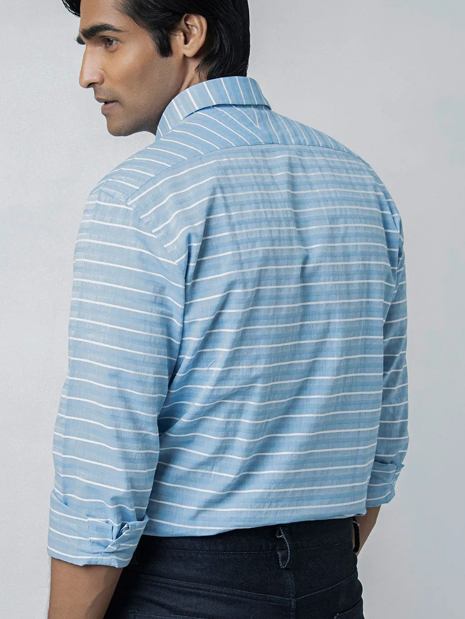 BLUE DOBBY BUTTON DOWN SHIRT