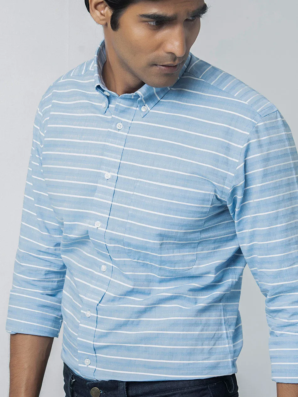 BLUE DOBBY BUTTON DOWN SHIRT