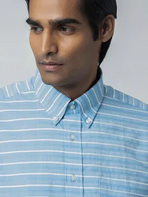 BLUE DOBBY BUTTON DOWN SHIRT