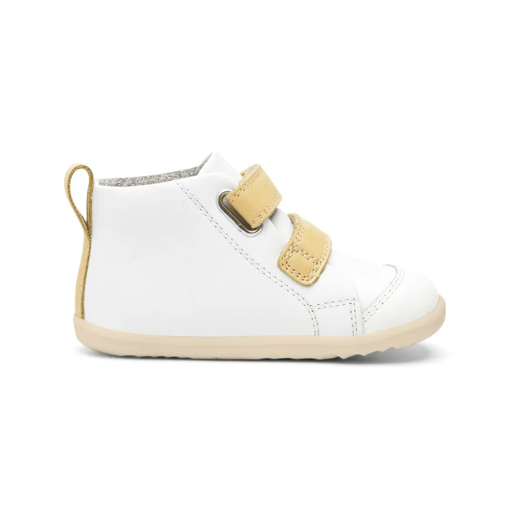 Bobux Step Up Hi Court White   Sand Trainers