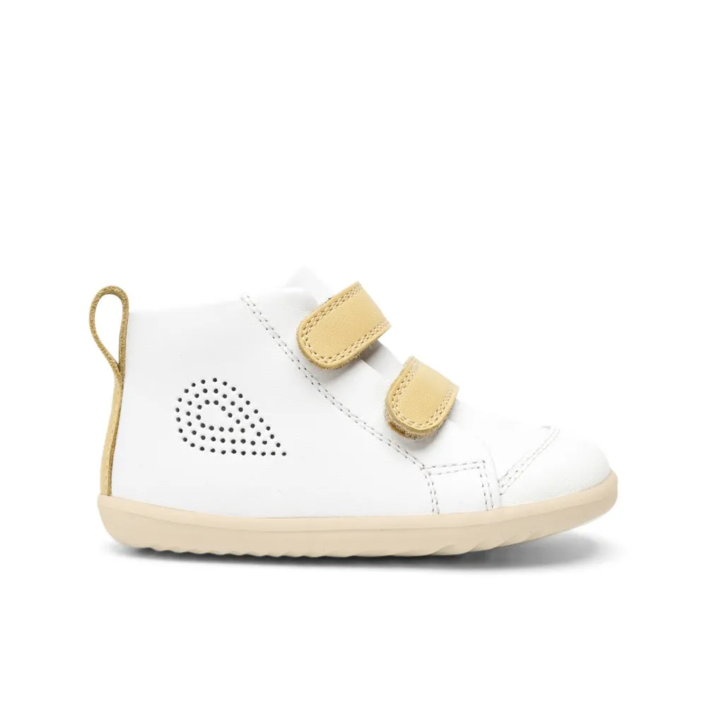 Bobux Step Up Hi Court White   Sand Trainers
