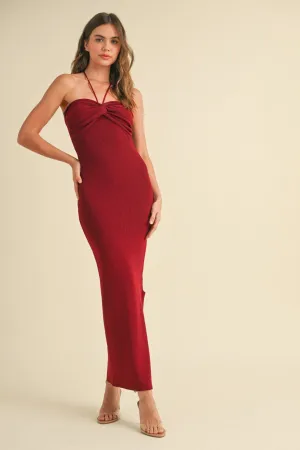 Burgundy Multiway Knit Midi Dress