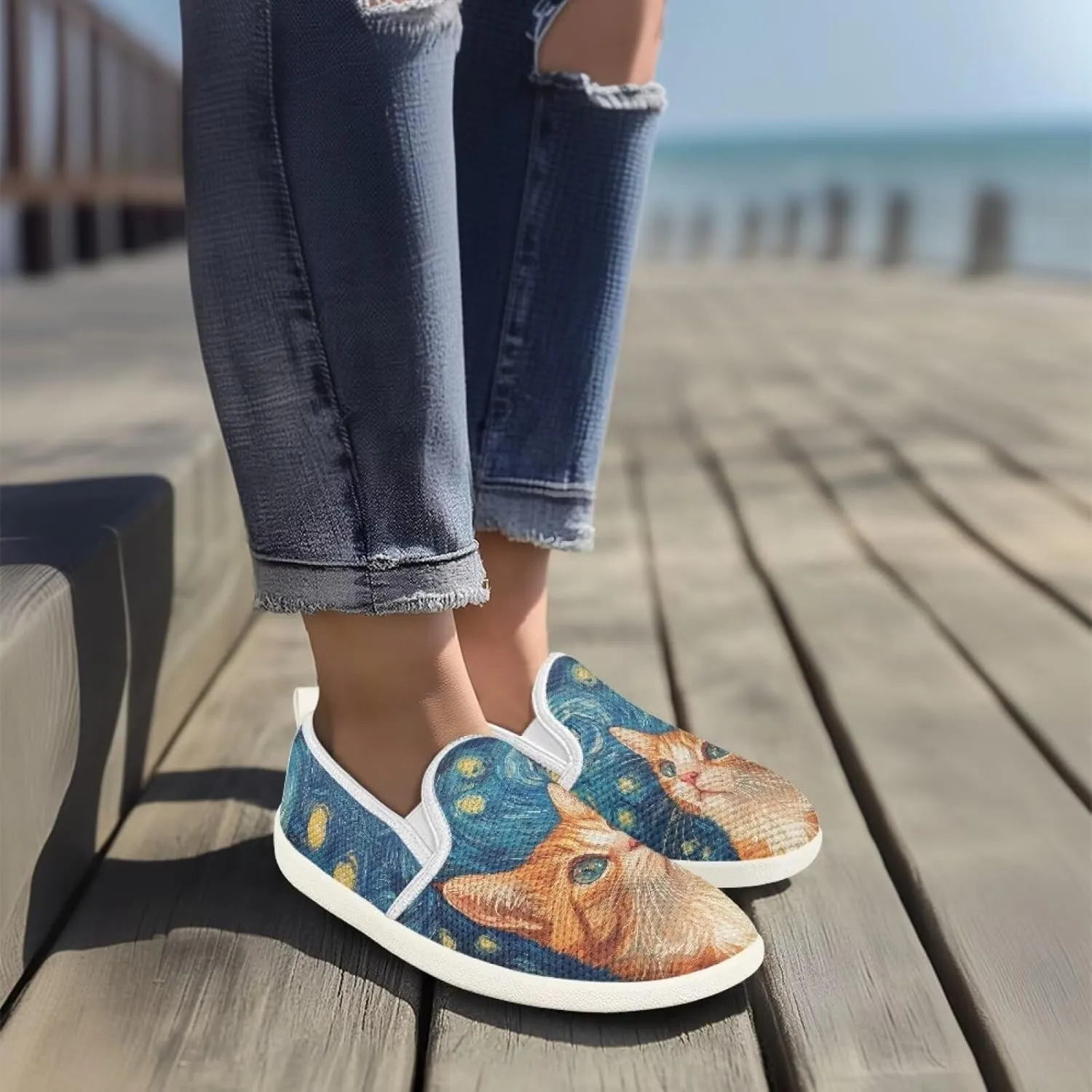 Canvas Loafers Walking Shoes Women Non-Slip Work Running Tennis Workout Athletic Shoes Breathable Shoes for Women US 6-12