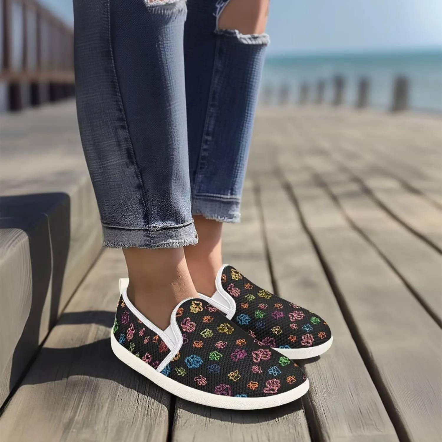 Canvas Loafers Walking Shoes Women Non-Slip Work Running Tennis Workout Athletic Shoes Breathable Shoes for Women US 6-12