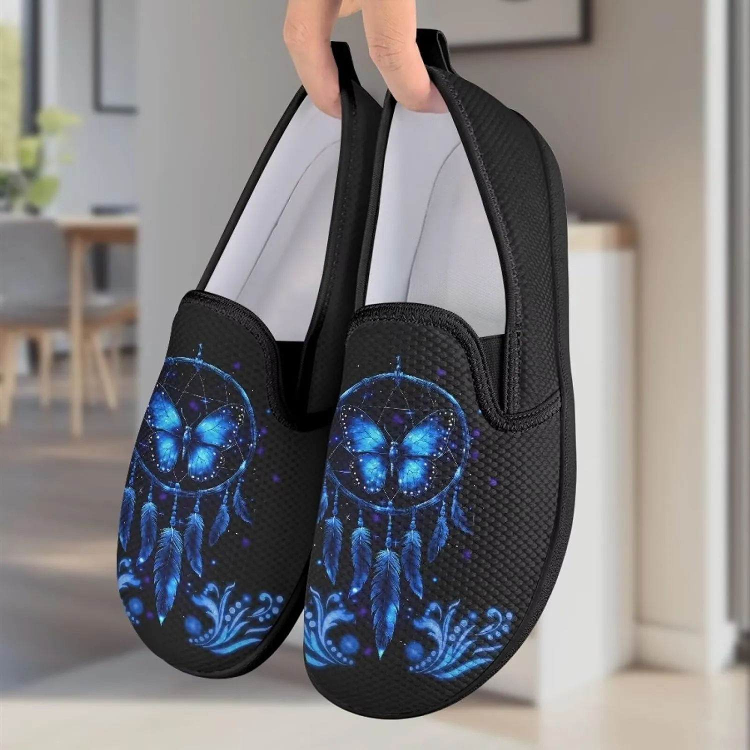 Canvas Slip On Shoes Women Casual Cozy Loafers Breathable Mesh Tennis Non-Slip Running Work Shoes for Trainer US 6-12