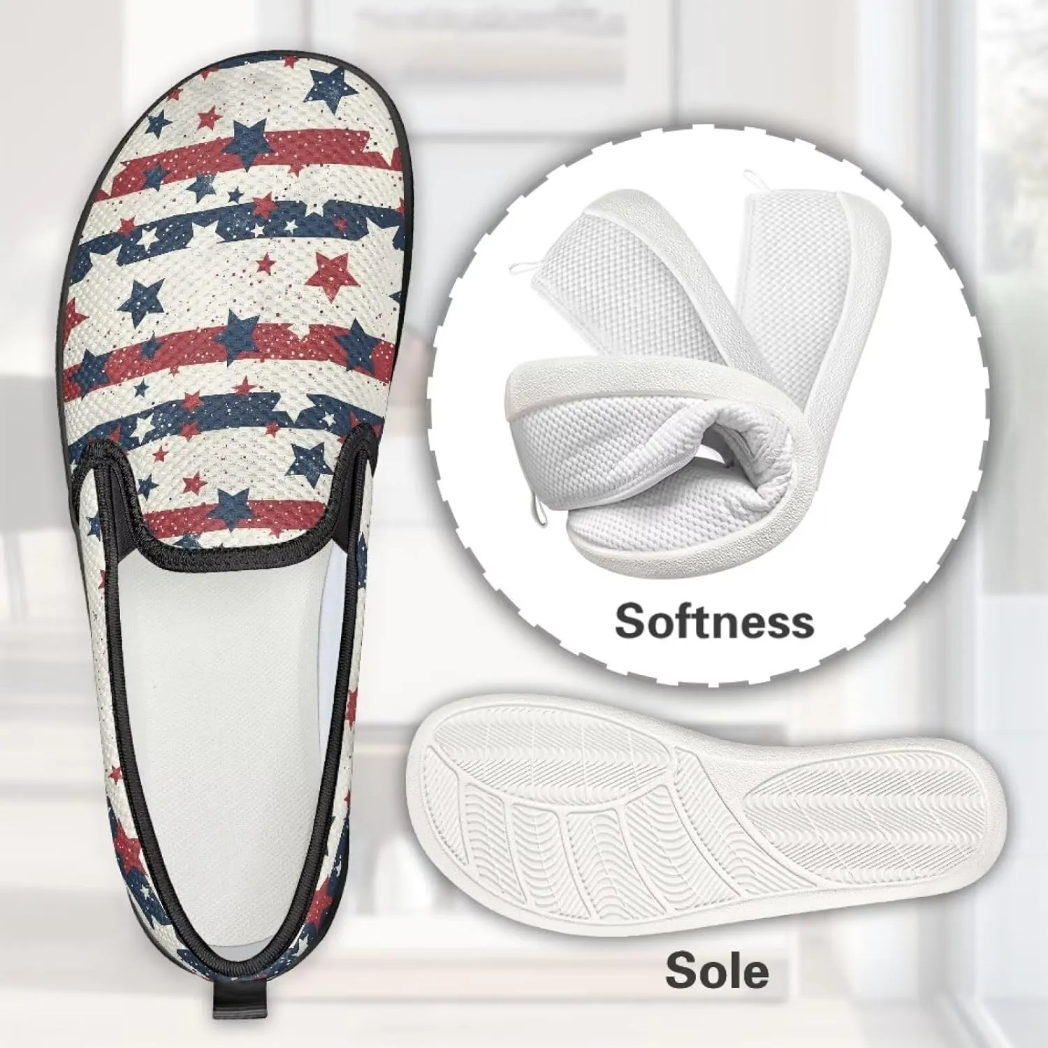 Canvas Slip On Shoes Women Casual Cozy Loafers Breathable Mesh Tennis Non-Slip Running Work Shoes for Trainer US 6-12
