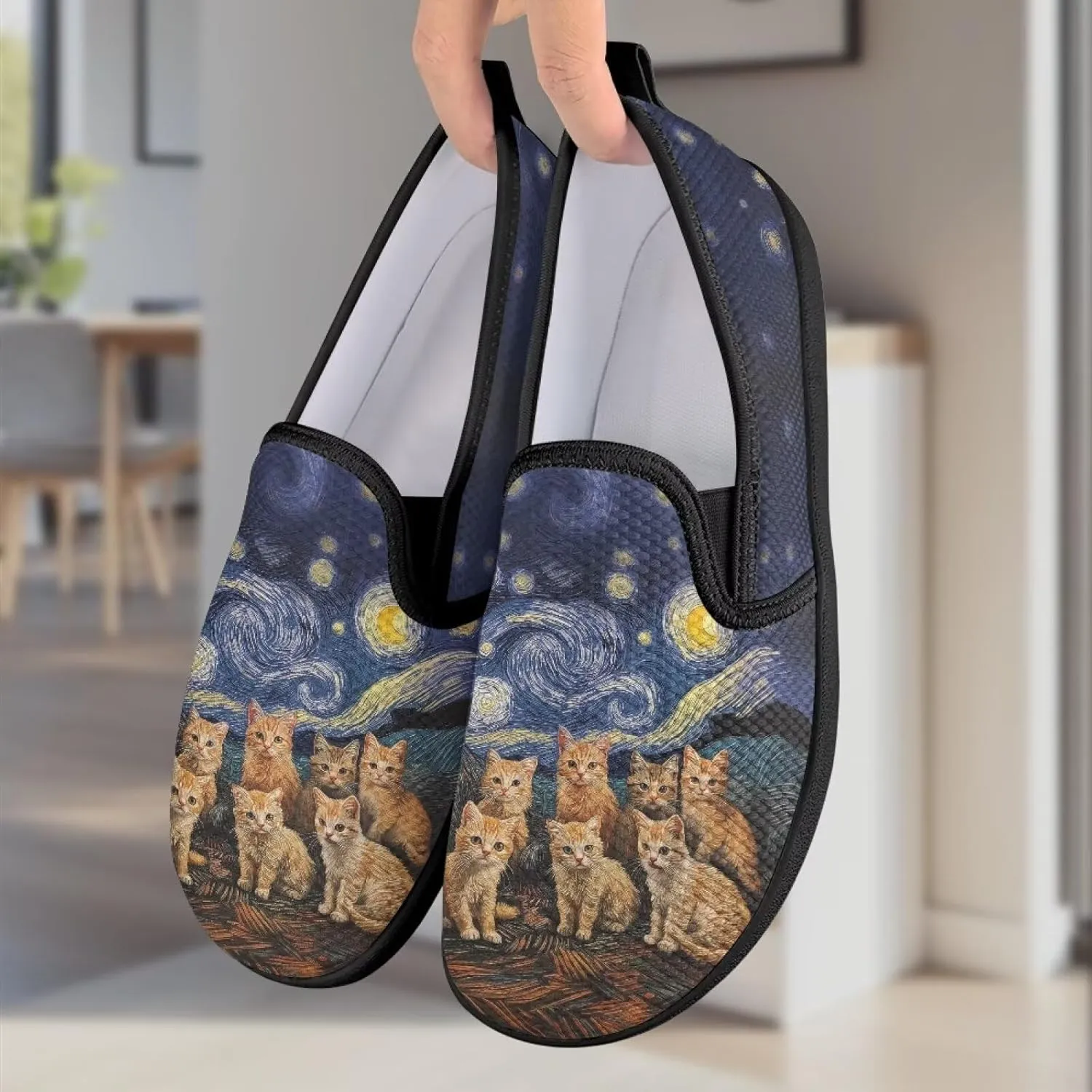Canvas Slip On Shoes Women Casual Cozy Loafers Breathable Mesh Tennis Non-Slip Running Work Shoes for Trainer US 6-12