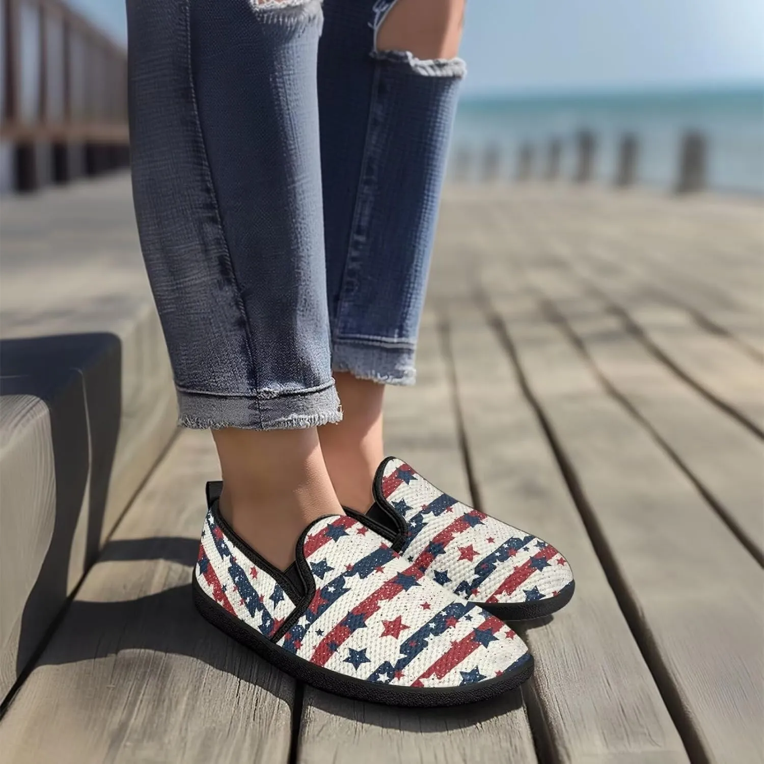 Canvas Slip On Shoes Women Casual Cozy Loafers Breathable Mesh Tennis Non-Slip Running Work Shoes for Trainer US 6-12