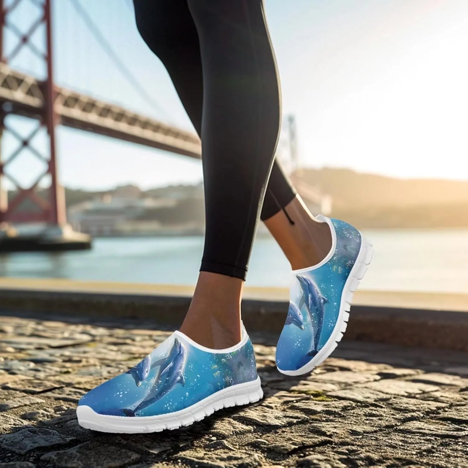 Casual Jogging Shoes for Woman Mother Breathable Knit Sneakers Elastic Workout Anti-Slip Loafers for Walking Size 5.5-11.5 White Sole