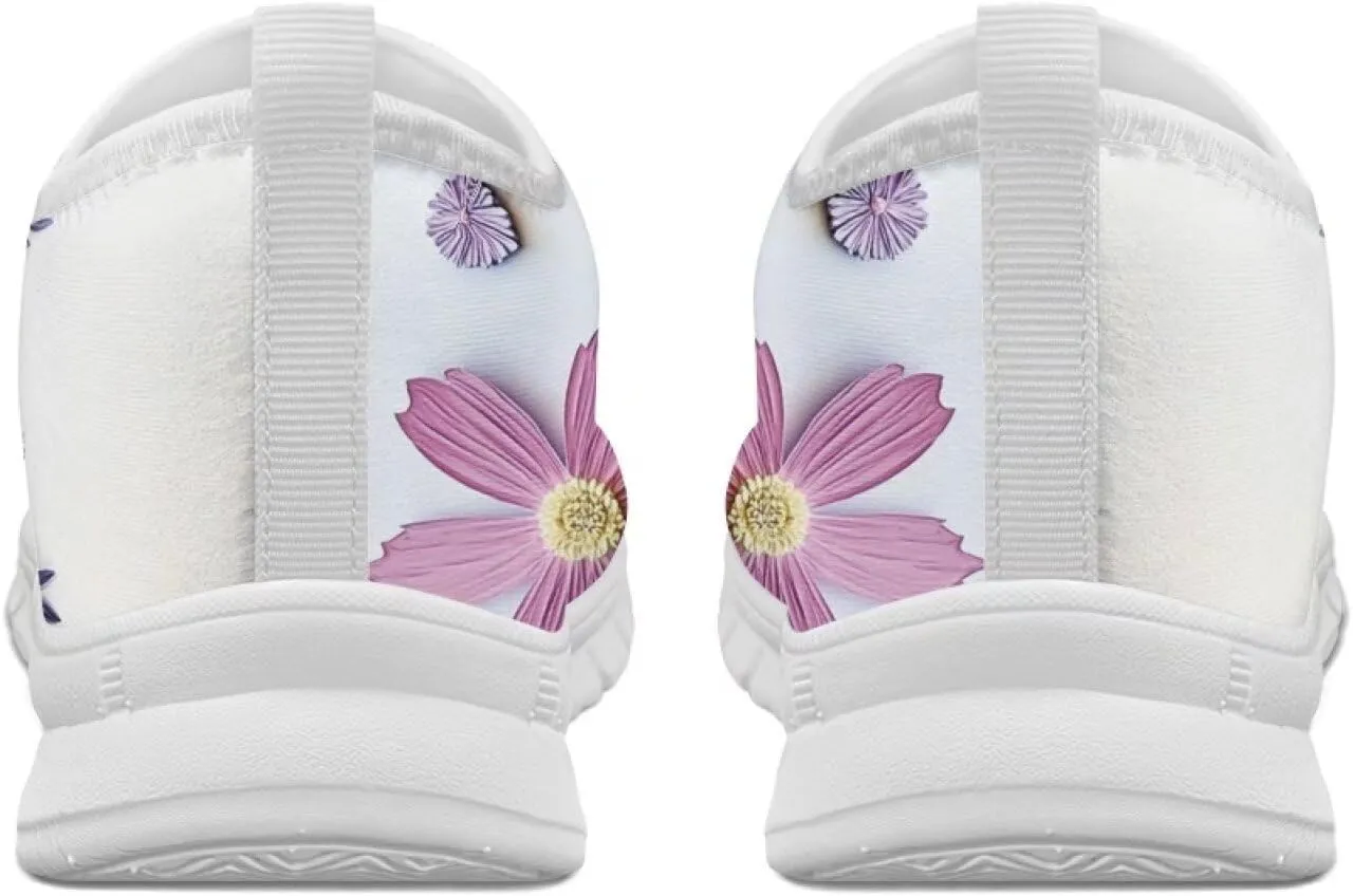 Casual Jogging Shoes for Woman Mother Breathable Knit Sneakers Elastic Workout Anti-Slip Loafers for Walking Size 5.5-11.5 White Sole