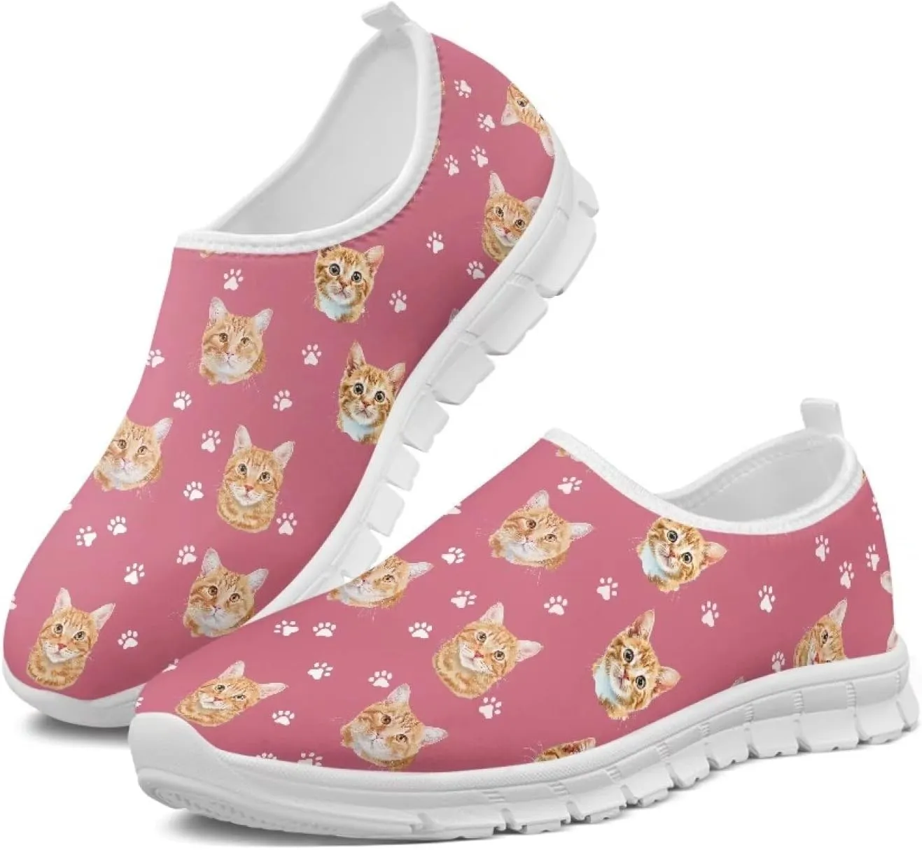 Casual Jogging Shoes for Woman Mother Breathable Knit Sneakers Elastic Workout Anti-Slip Loafers for Walking Size 5.5-11.5 White Sole