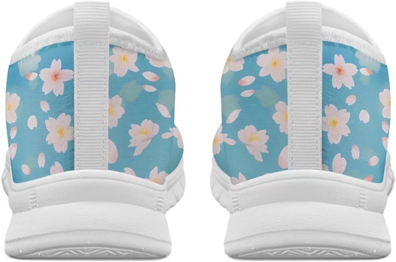 Casual Jogging Shoes for Woman Mother Breathable Knit Sneakers Elastic Workout Anti-Slip Loafers for Walking Size 5.5-11.5 White Sole