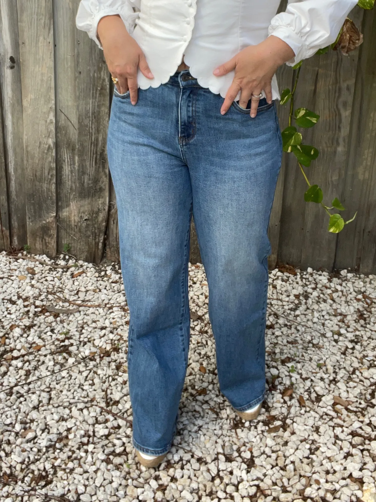 Comfort Stretch High Rise Wide Leg Jeans