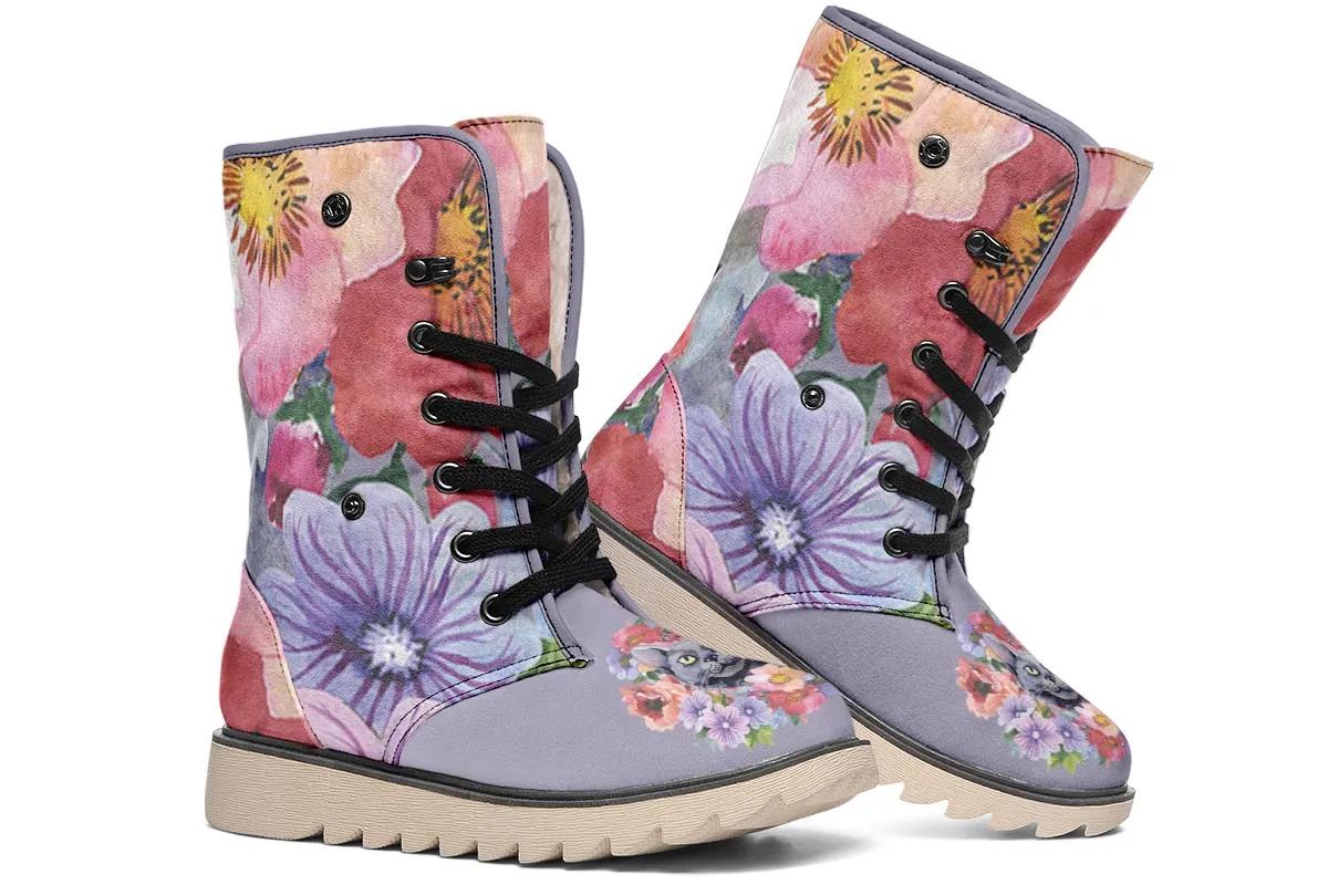 Floral Cat Polar Vibe Boots