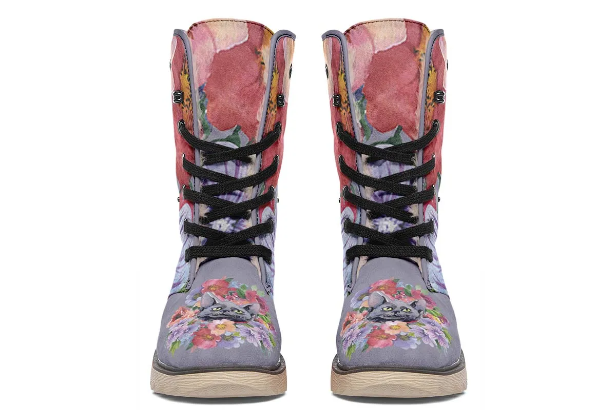 Floral Cat Polar Vibe Boots