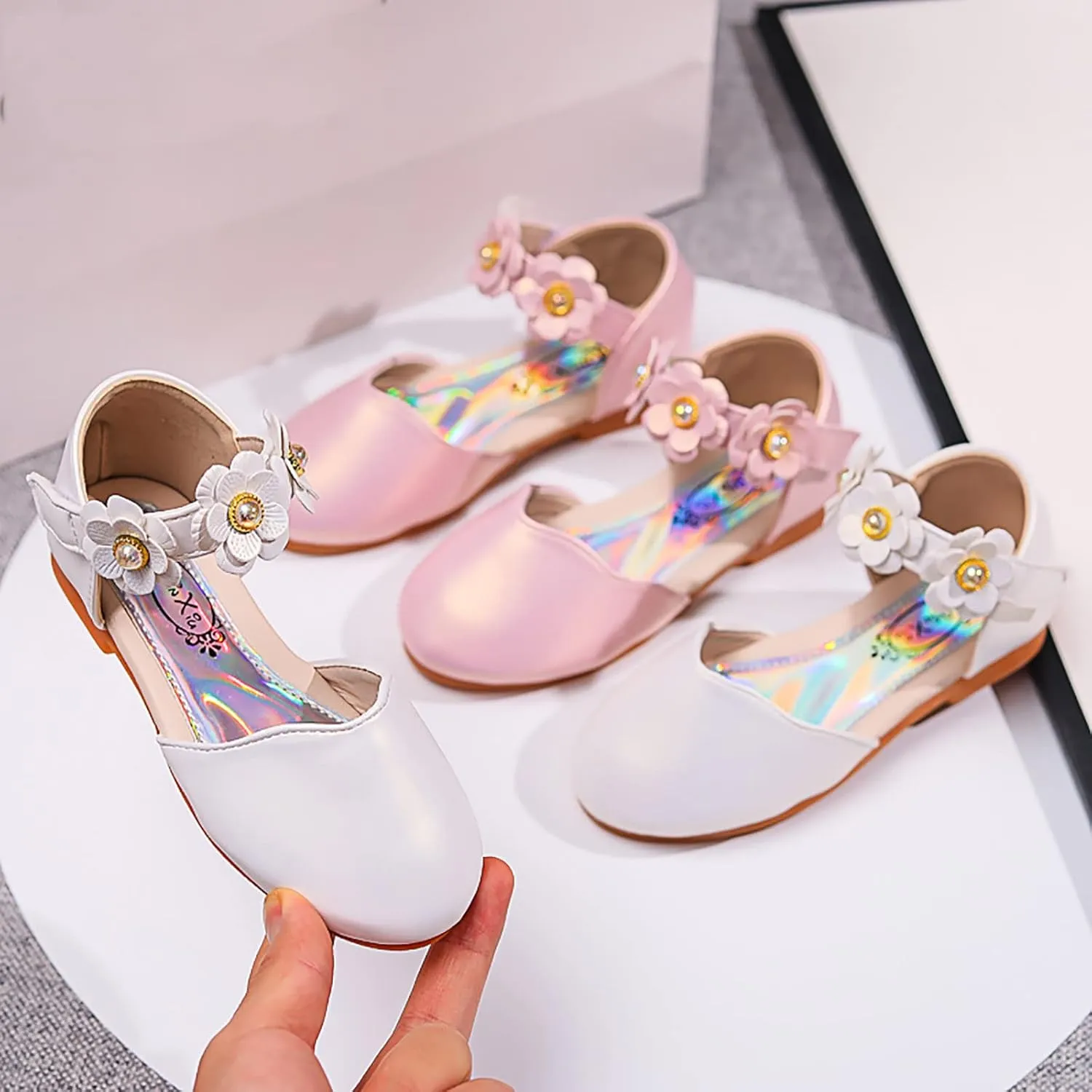Flower Girls Dress Shoes Toddler Kids Wedding Party School Glitter Mary Jane Dance Pumps Sandals for Formal Prom