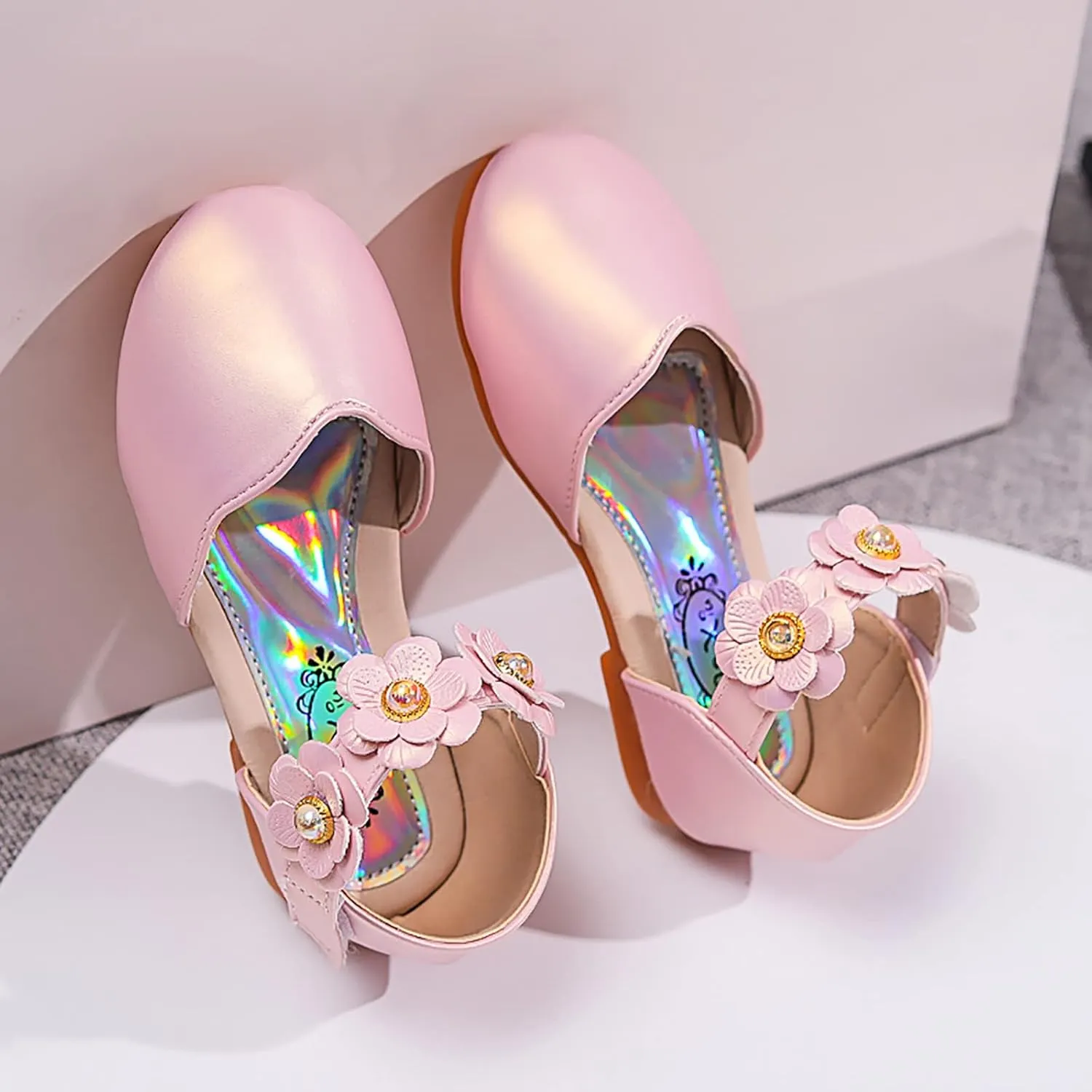 Flower Girls Dress Shoes Toddler Kids Wedding Party School Glitter Mary Jane Dance Pumps Sandals for Formal Prom