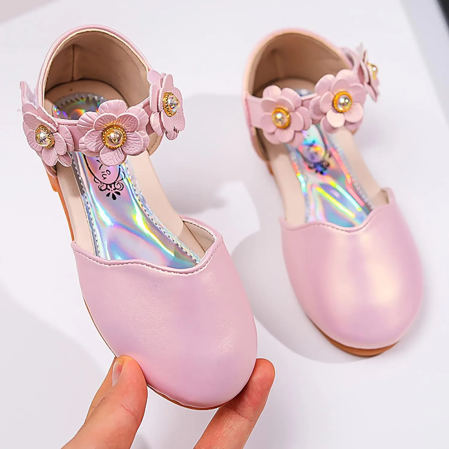 Flower Girls Dress Shoes Toddler Kids Wedding Party School Glitter Mary Jane Dance Pumps Sandals for Formal Prom