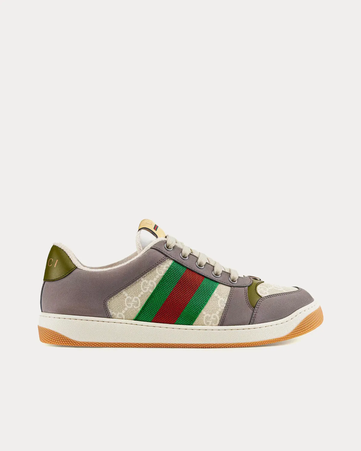 GG Screener Green & Red Web Suede Grey Low Top Sneakers