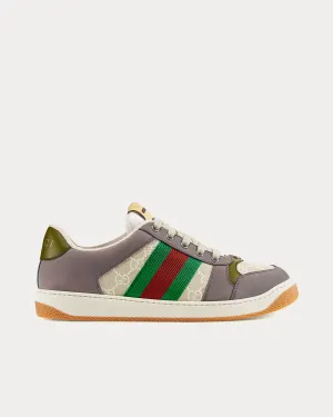 GG Screener Green & Red Web Suede Grey Low Top Sneakers