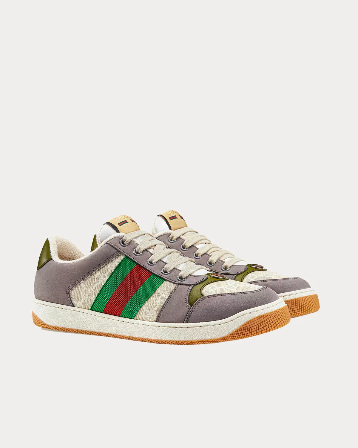 GG Screener Green & Red Web Suede Grey Low Top Sneakers